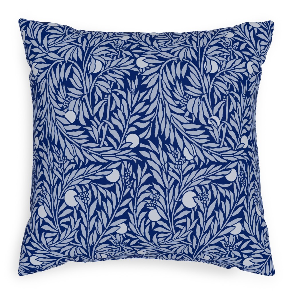 Orange Grove At Night - Blue Pillow, Woven, White, 20x20, Double Sided, Blue