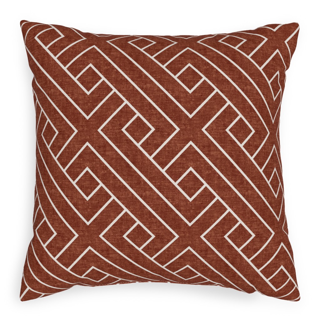 Cadence Geometric Weave - Rust Pillow, Woven, White, 20x20, Double Sided, Red, Red