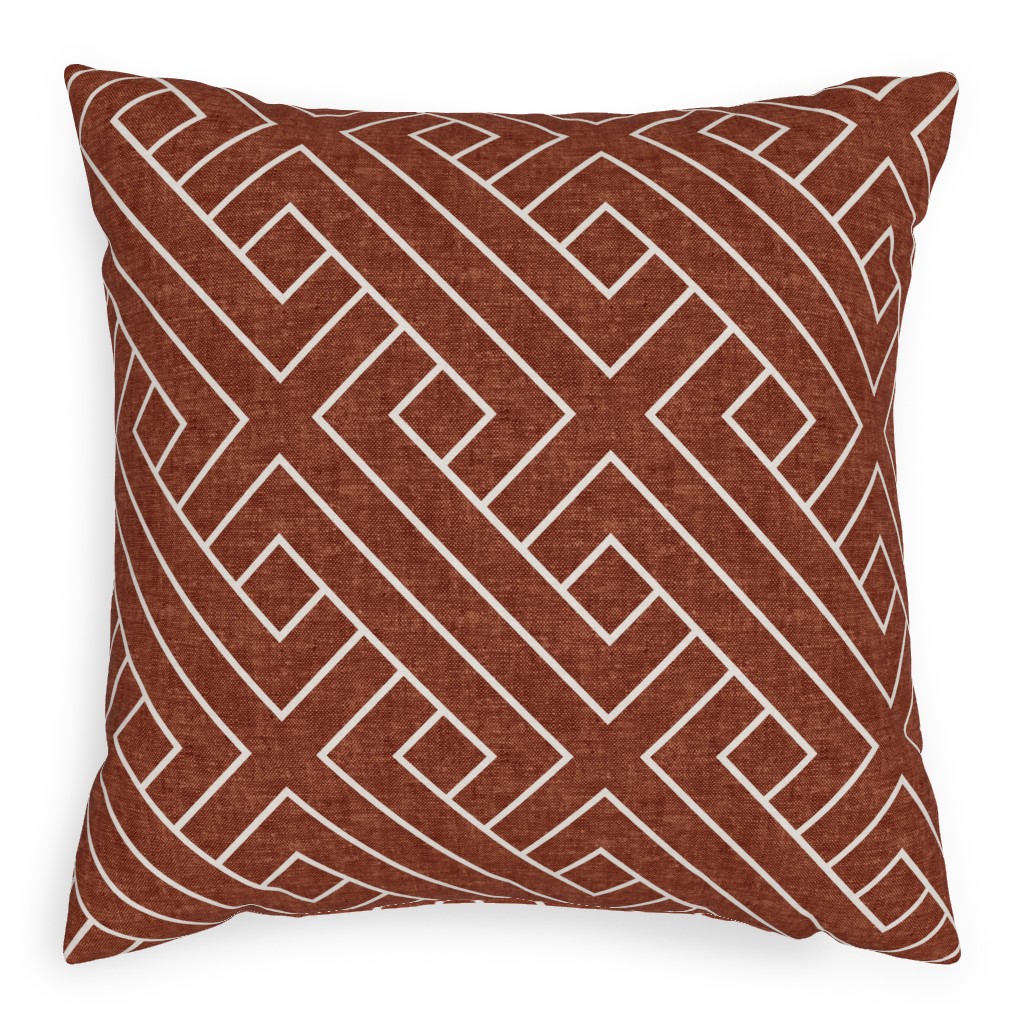 Cadence Geometric Weave - Rust Pillow, Woven, White, 20x20, Double Sided, Red