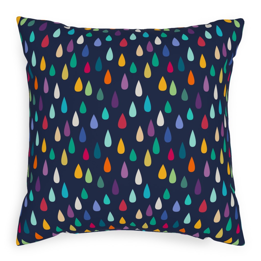Raindrops - Multi Pillow, Woven, White, 20x20, Double Sided, Multicolor