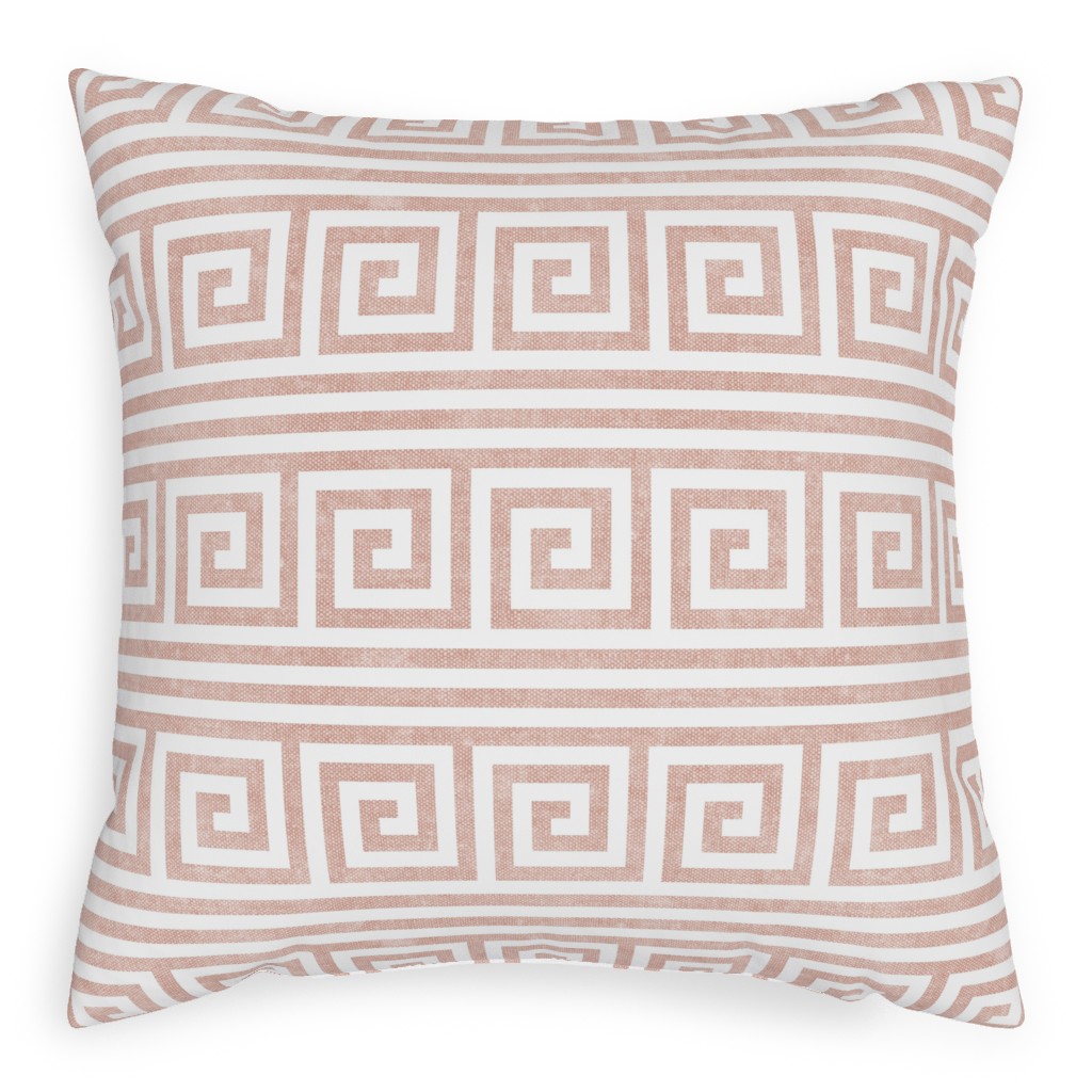 Green Key Stripes - Pink Pillow, Woven, White, 20x20, Double Sided, Pink, Bright Pink