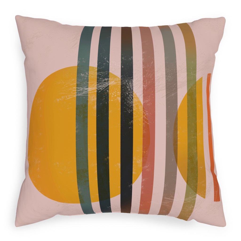 Abstract Cali Sunset - Multi on Pink Pillow, Woven, White, 20x20, Double Sided, Multicolor