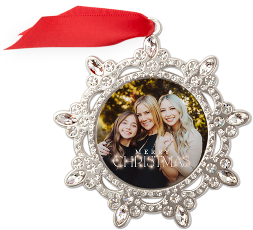 Warm Christmas Glow Jeweled Ornament, None, White, Snowflake, white