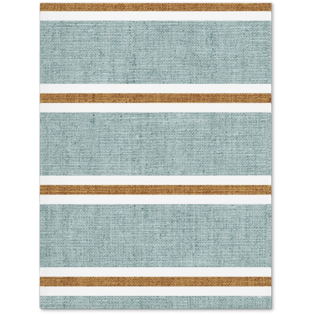Stripes, Magnolia Flowers Coordinate - Rust on Blue Journal, Green, Classic Green