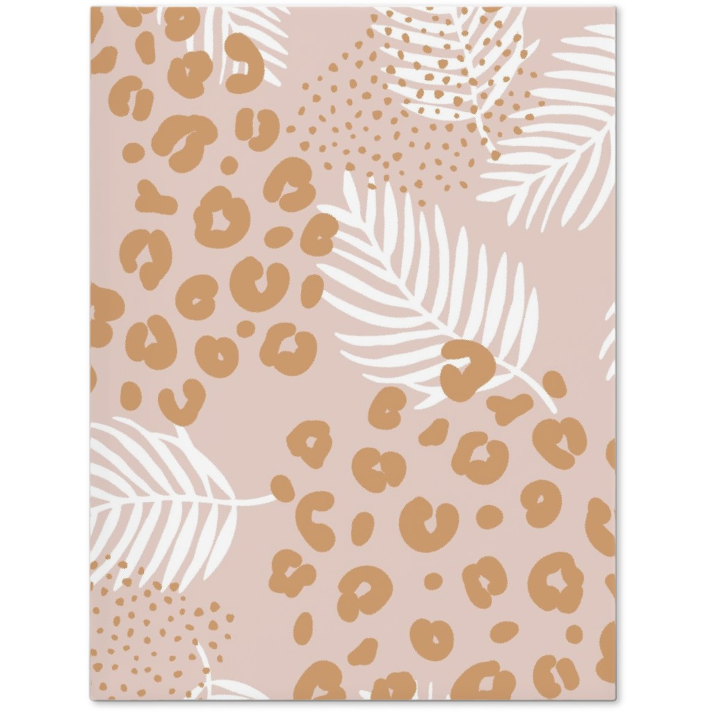 Palm Leaves and Animal Panther Spots - Beige Journal, Pink, Bright Pink