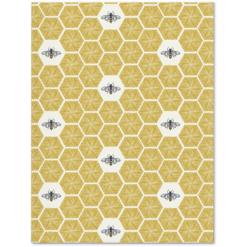 Bees Stitched Honeycomb - Gold Journal, Yellow