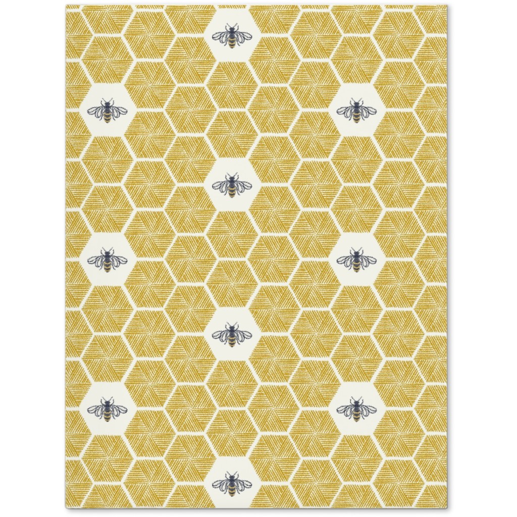Bees Stitched Honeycomb - Gold Journal, Yellow, Classic Yellow