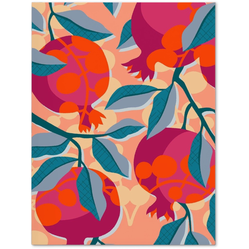 Retro Pomegranate- Pink and Blue Journal, Multicolor
