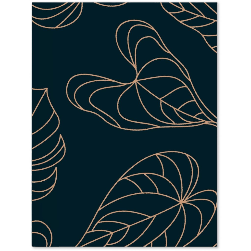 Minimalist Monstera Leaves - Dark Journal, Blue