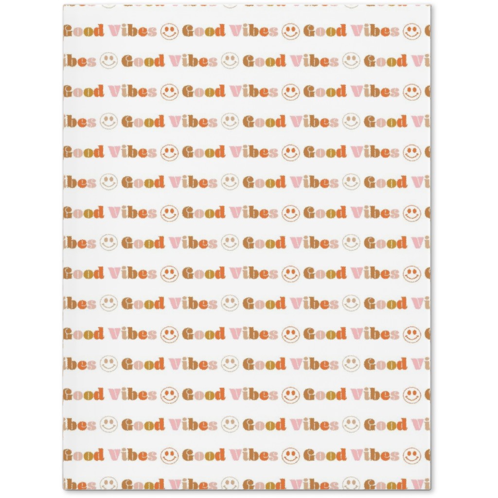 Good Vibes - Retro 70s Smiley Face - Earthy Journal, Orange, Orange
