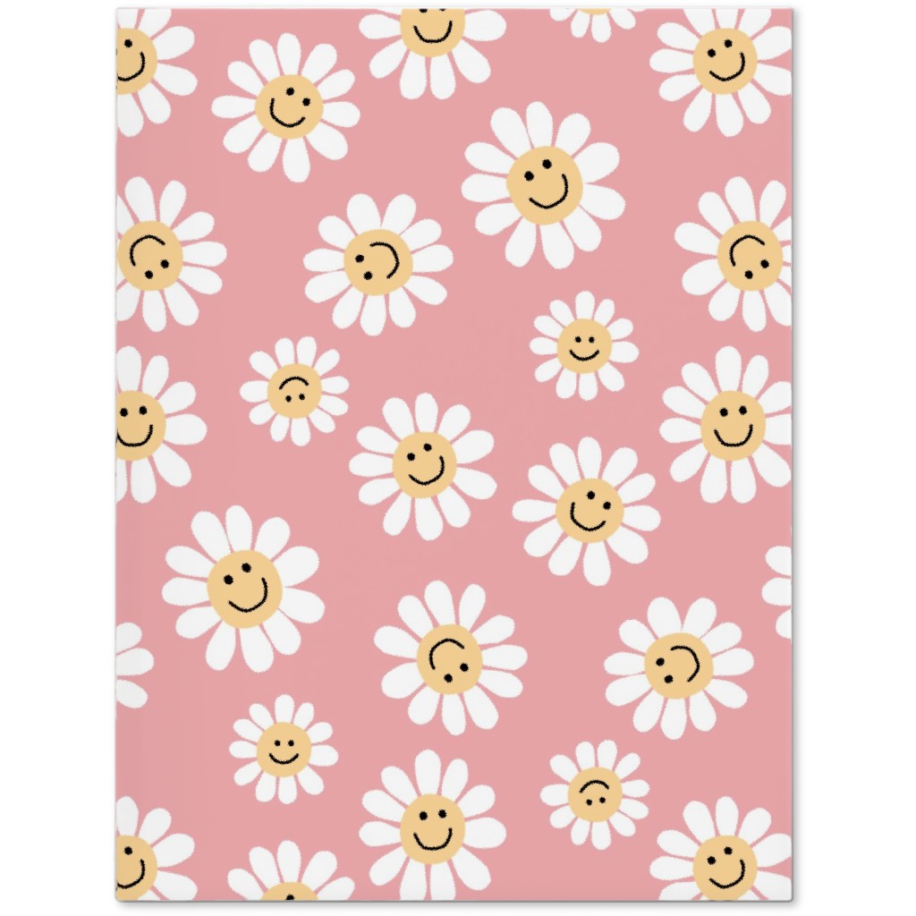 Smiley Daisy Flowers - Pink Journal, Pink