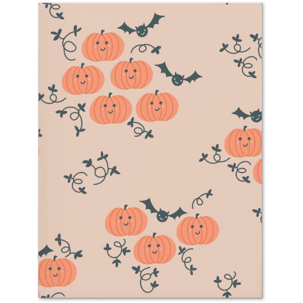 Cute Pumpkins and Bats - Orange and Black Journal, Orange, Orange
