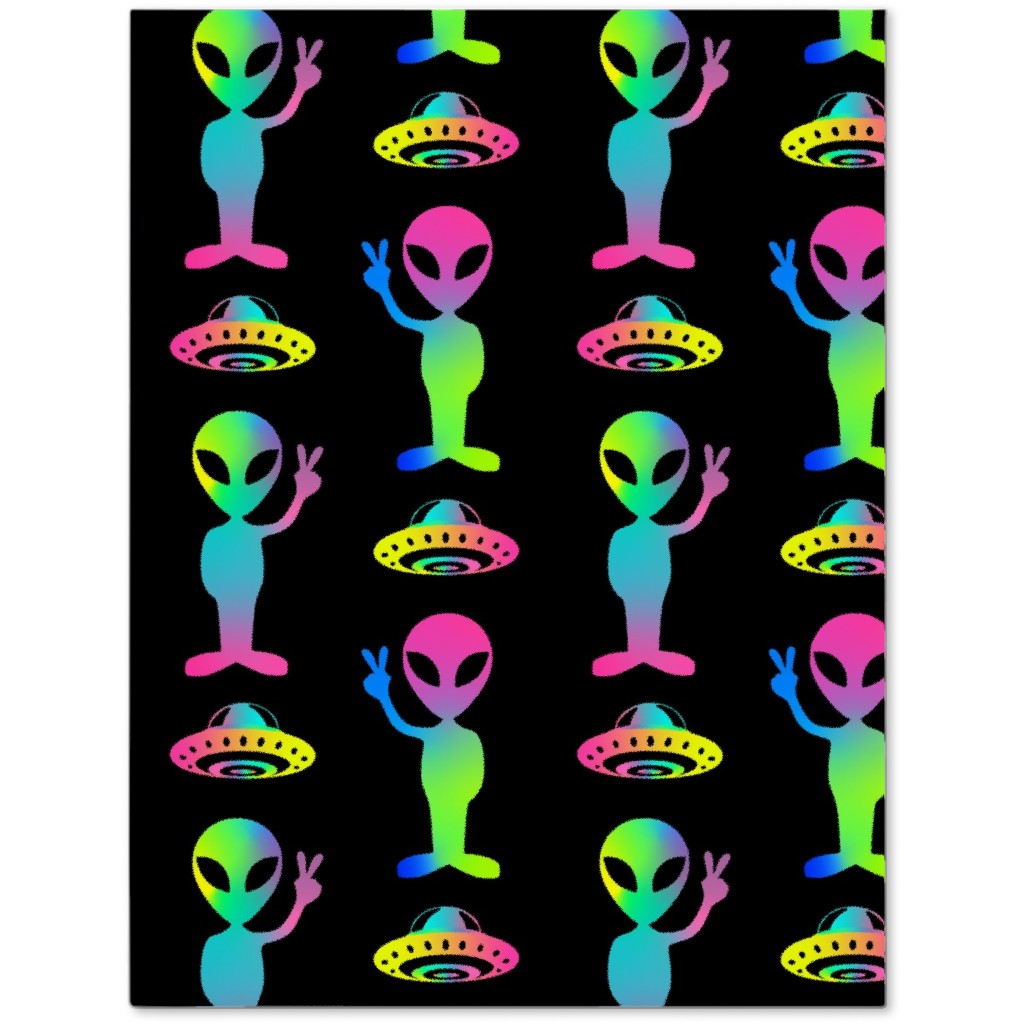 90's Rainbow Aliens and Ufos - Multi on Black Journal, Black