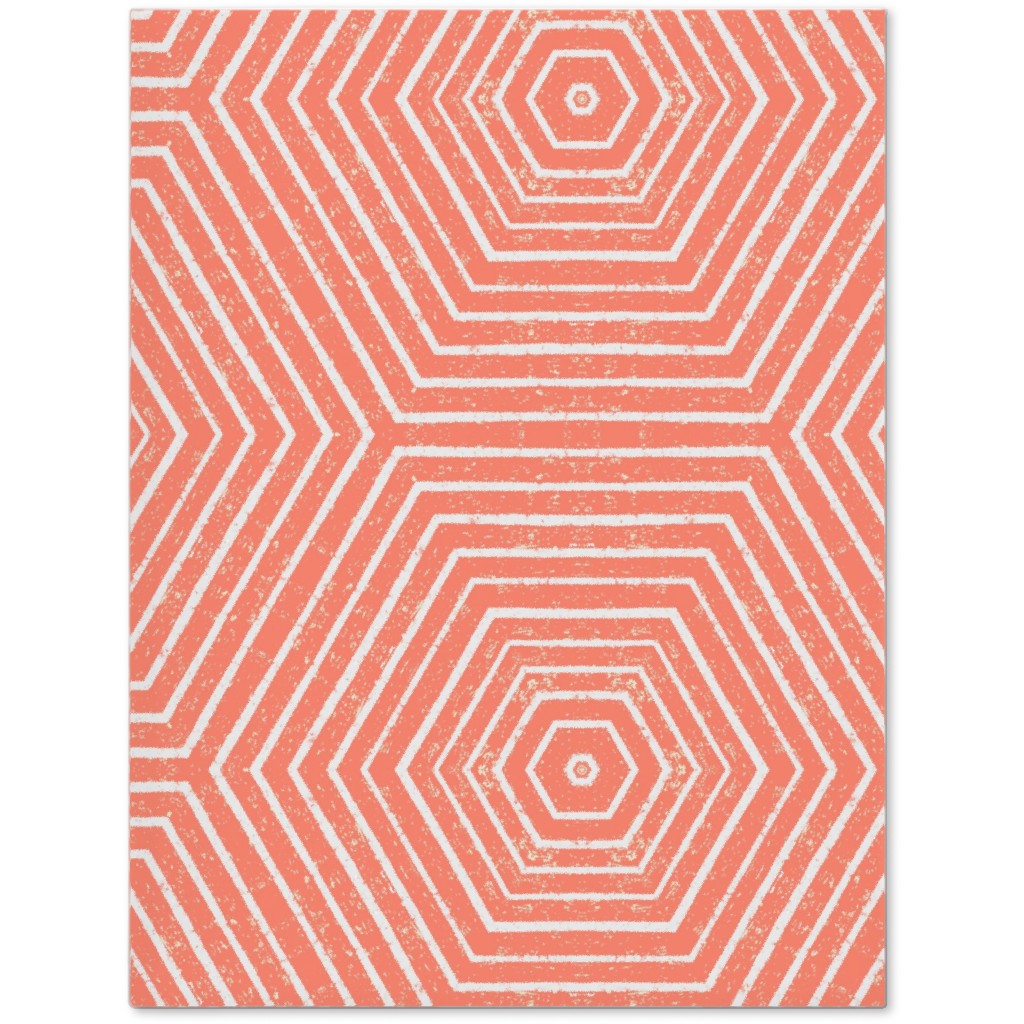 Concentric Hexagons Journal, Orange, Dusk Pink