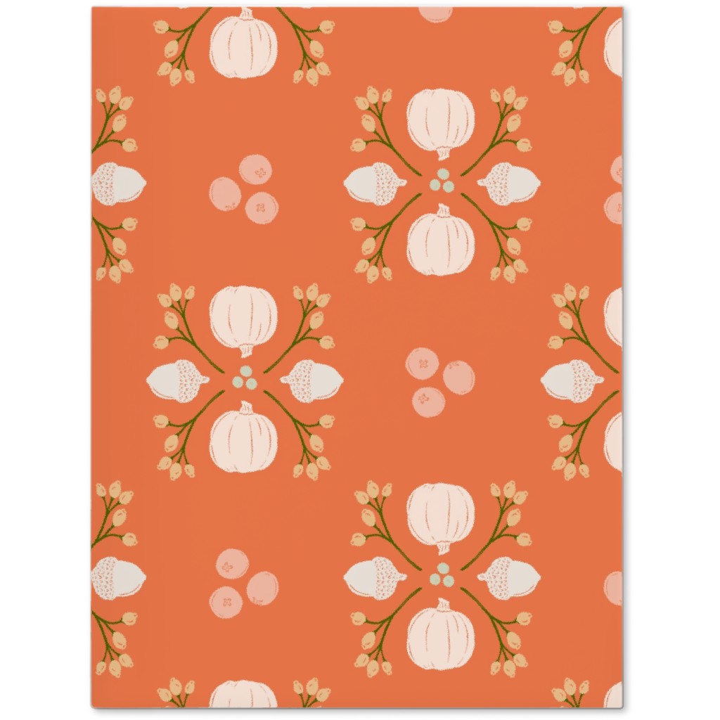 Bright Orange Acorn, Cranberry, & Pumpkin Fall Foliage Damask Journal, Orange