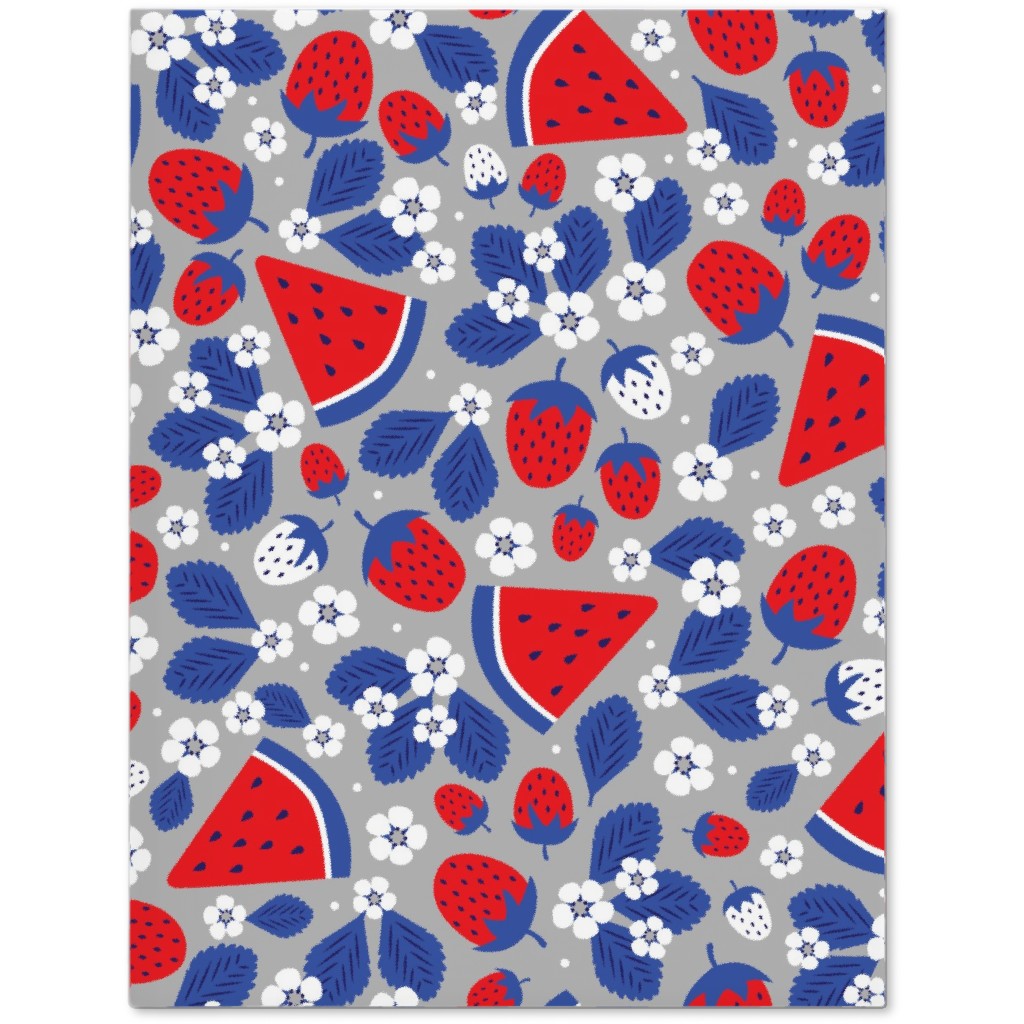 Summer Strawberries and Melons - Red, White and Blue Journal, Multicolor