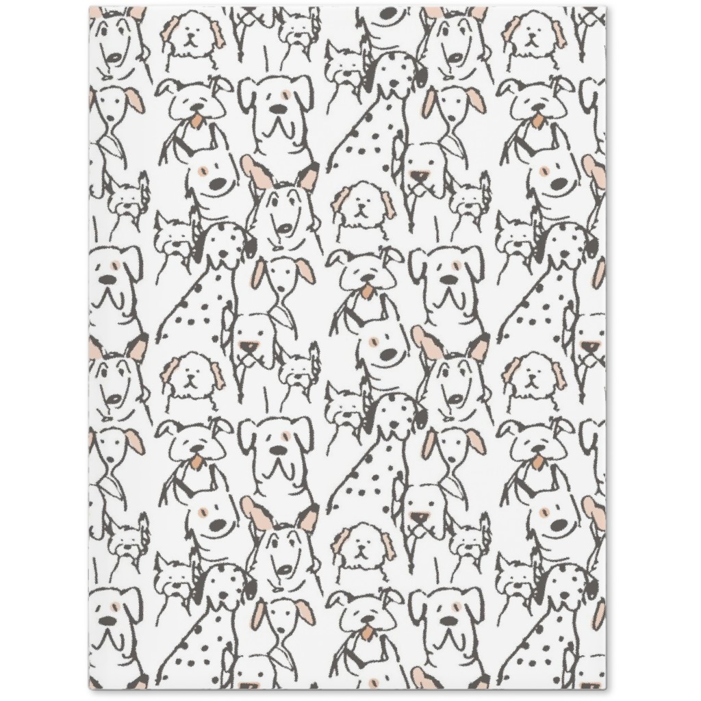 Peach Pop Doodle Dogs - Black and White Journal, White