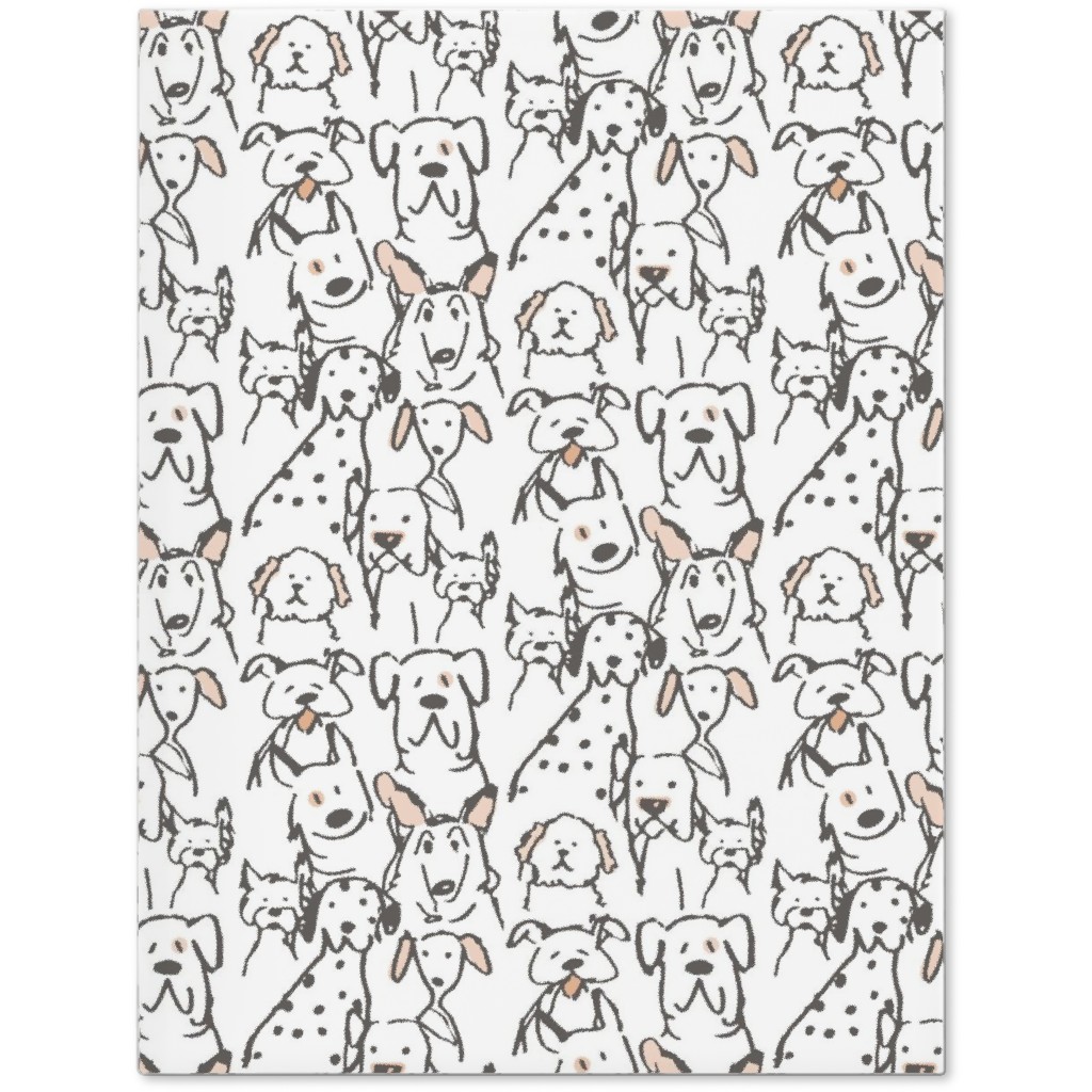 Peach Pop Doodle Dogs - Black and White Journal, White, White