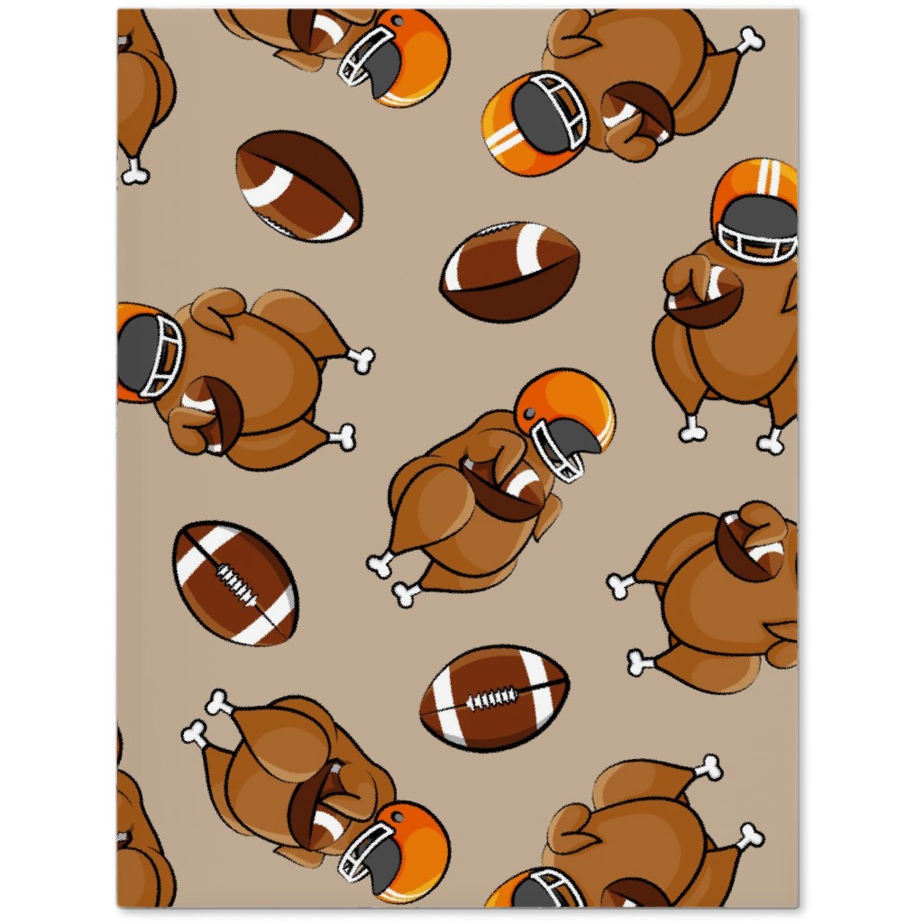 Football Turkey With Helmet and Football - Orange on Tan Journal, Beige