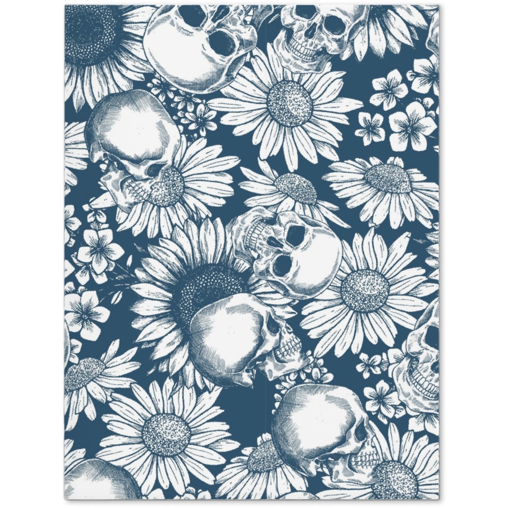 Floral Skull - Blue Journal, Blue, True Blue