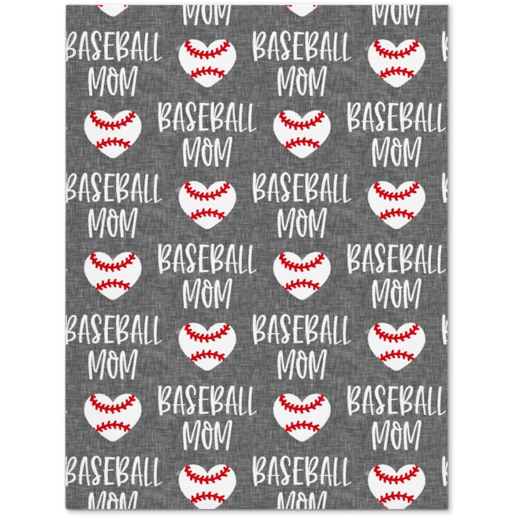 Baseball Mom - Baseball Heart - White on Grey Journal, Gray, Gray