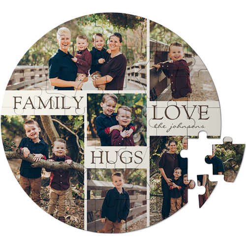 Hug Family Keepsake Puzzle, Circle, Keepsake, Beige