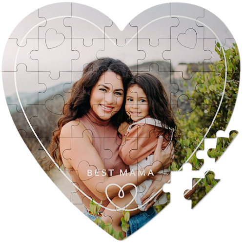 Whimsy Heart Border Keepsake Puzzle, Heart, Keepsake, White, white