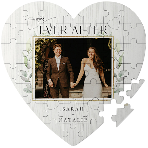 Botanical Ever After Keepsake Puzzle, Heart, Keepsake, Beige, antique white