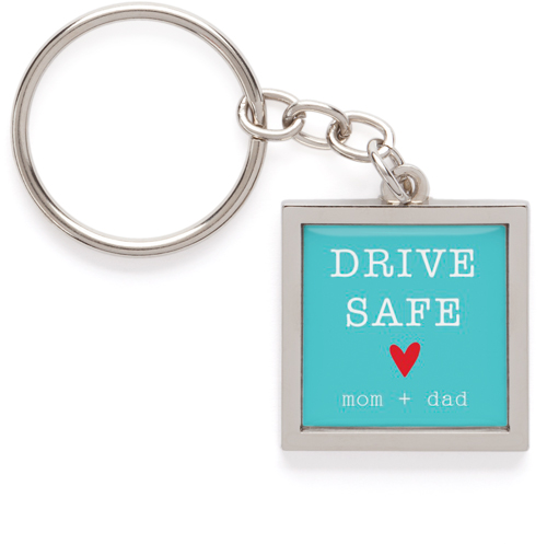 Drive Safe Pewter Key Ring, Blue