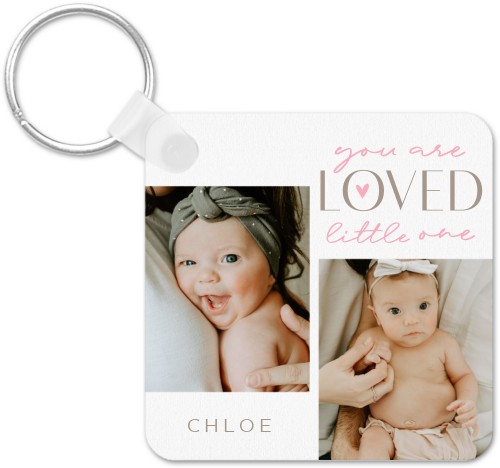 Loved One Key Ring, Square, Pink