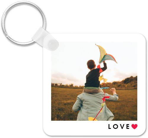 Modern Love Heart Key Ring, Square, Black