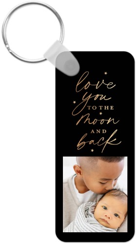 Love To The Moon Sparkle Key Ring, Rect, Black