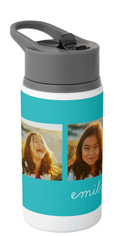 Simple Collage Stainless Steel Water Bottle with Straw by Shutterfly