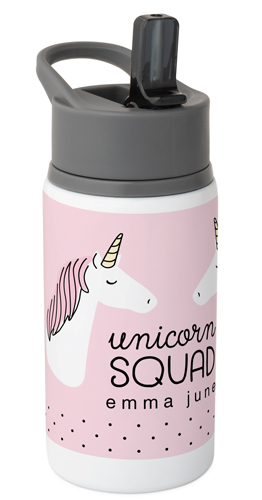 Emoji Unicorn Squad Kids Water Bottle, 18oz, Kids Water Bottle, Pink