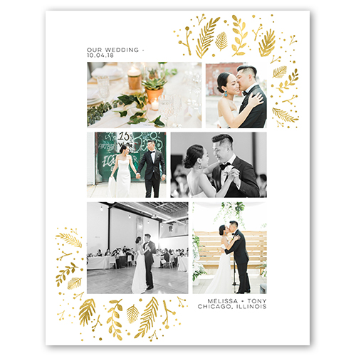 Gilded Leaves, -8x10-White