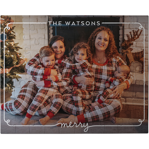 Merry Border Large Piece Puzzle, Puzzle Board, 50 large pieces, Rectangle, Large Piece Puzzle, White, white