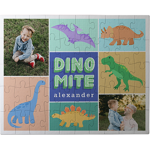 Dino Mite Time Large Piece Puzzle, Puzzle Board, 50 large pieces, Rectangle, Large Piece Puzzle, Blue, true blue