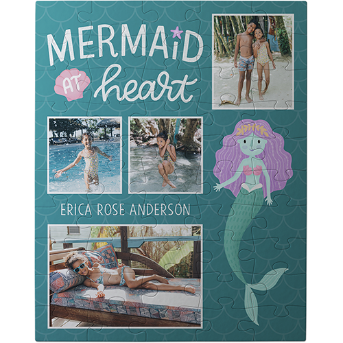 Mermaid Adventures Portrait Large Piece Puzzle, Puzzle Board, 50 large pieces, Rectangle, Large Piece Puzzle, Blue, tidal wave