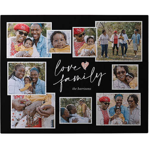 Tilt Script Love and Family Large Piece Puzzle, Puzzle Board, 50 large pieces, Rectangle, Large Piece Puzzle, Black