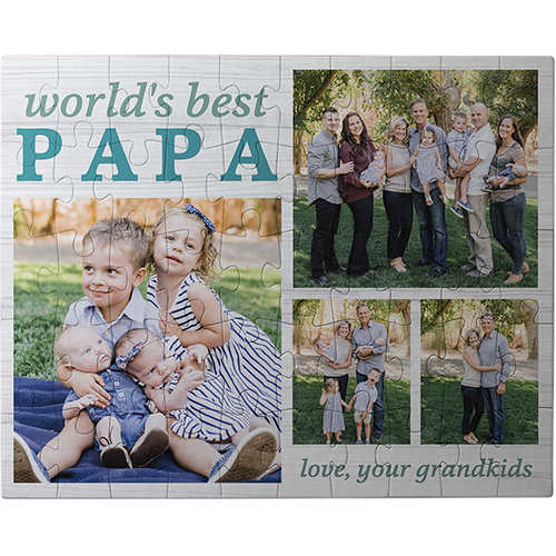 World's Best Woodgrain Large Piece Puzzle, Puzzle Board, 50 large pieces, Rectangle, Large Piece Puzzle, Blue, tidal wave