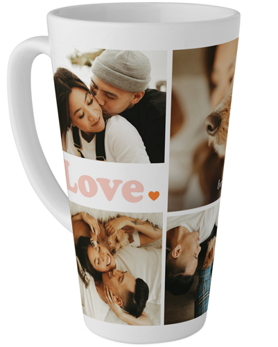 Love Heart Dot Tall Latte Mug, 17oz, Pink, priscilla