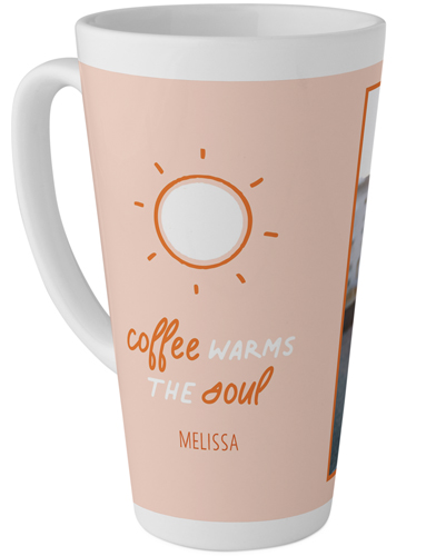 Coffee Warms the Soul Tall Latte Mug, 17oz, Beige