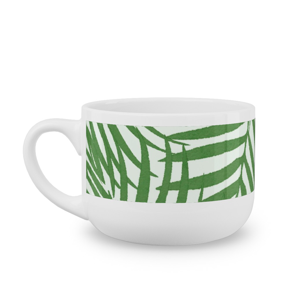 Watercolor Fronds - Green Latte Mug, White,  , 25oz, Green