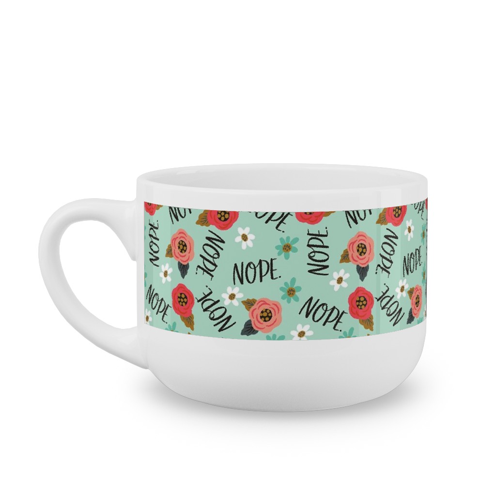 Pretty Nope - Floral - Blue Latte Mug, White, , 25oz, Blue, True Blue