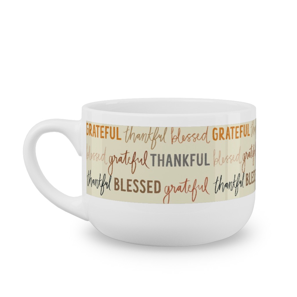 Grateful Thankful Blessed - Terracotta Latte Mug, White,  , 25oz, Beige