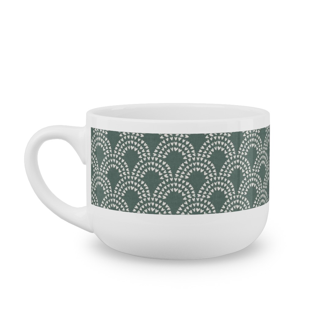 Scalloped Heart Rainbows - Pine Green Latte Mug, White,  , 25oz, Green