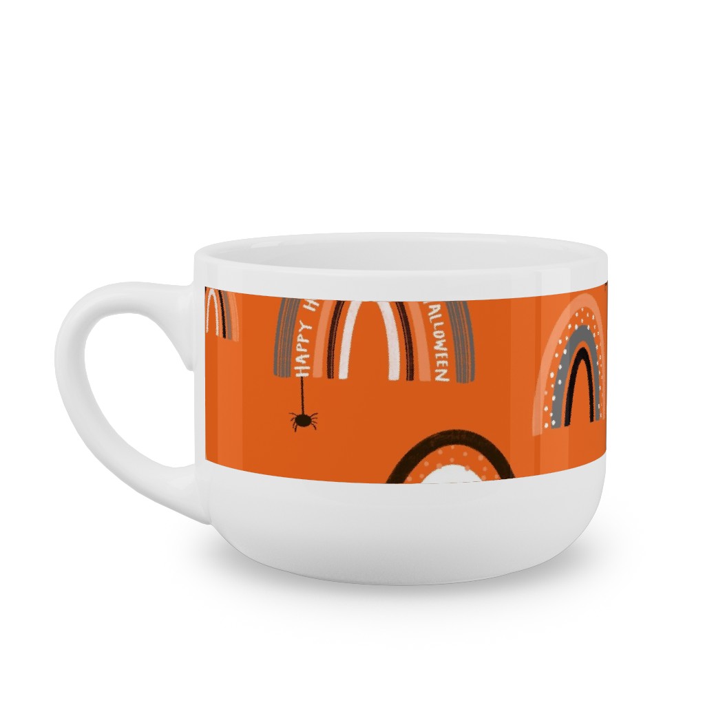 Happy Halloween Rainbows - Orange Latte Mug, White, , 25oz, Orange, Orange