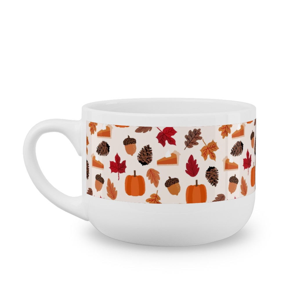 Autumn Leaves and Pumpkin Pie - Multi Latte Mug, White,  , 25oz, Multicolor