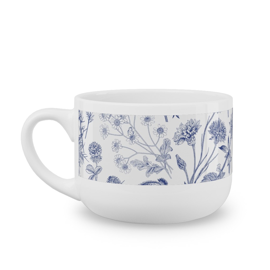 Wild Flowers - Blue Latte Mug, White,  , 25oz, Blue
