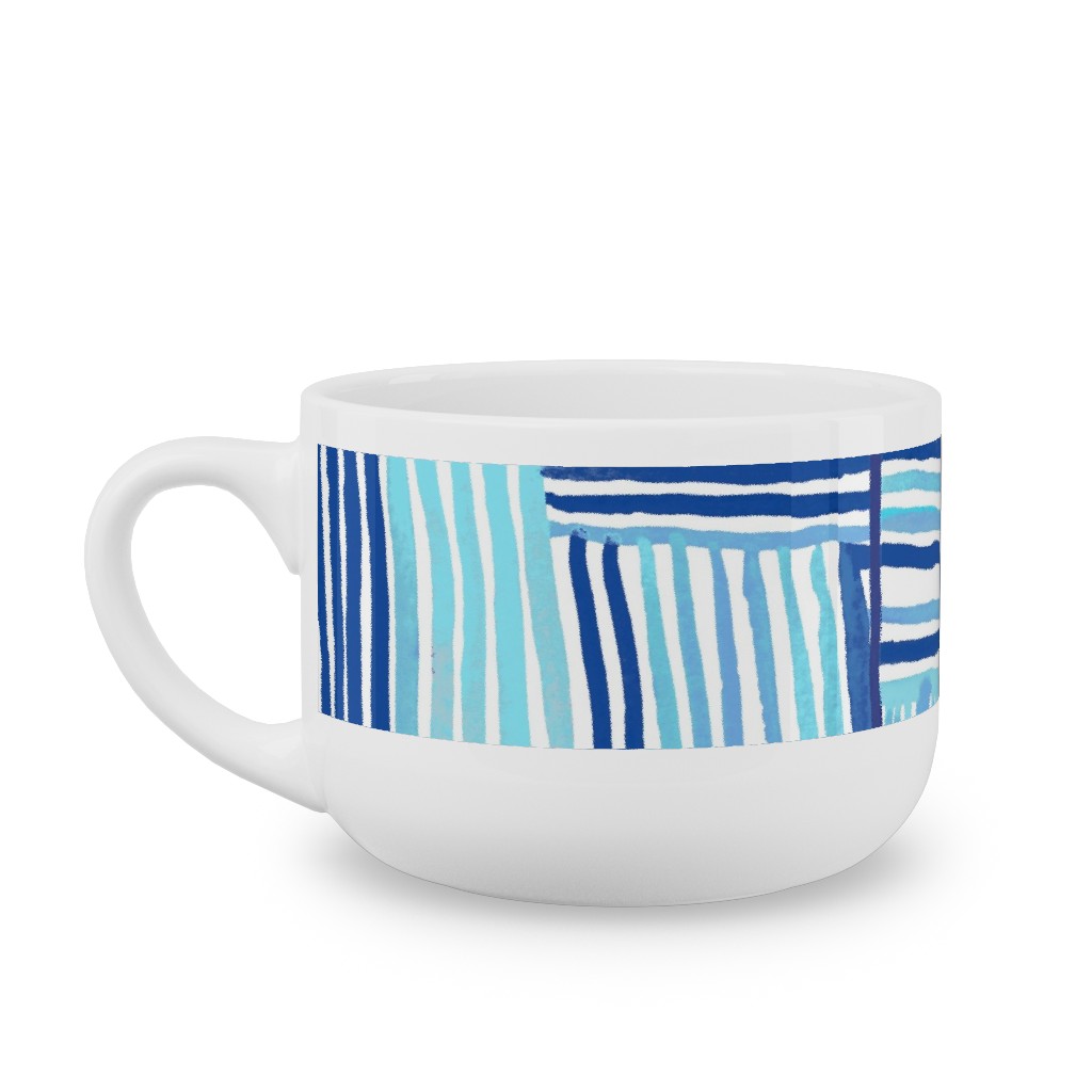 Linear Meditation Latte Mug, White,  , 25oz, Blue
